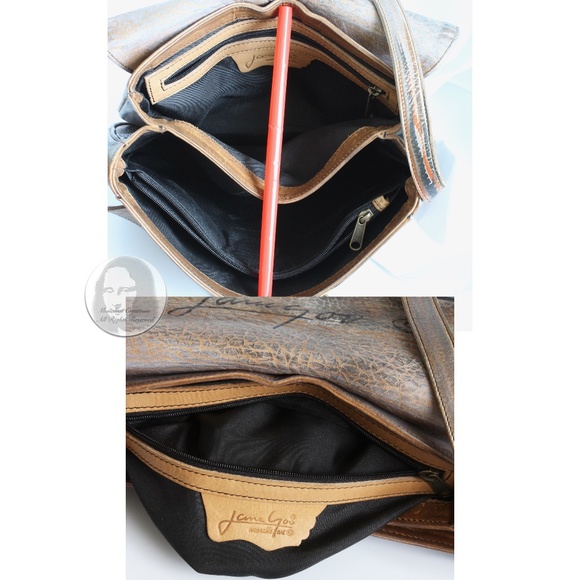 Jane Yoo Bag Crossbody Distressed Leather Handpainted Wearable Art Flap Bag - Picture 9 of 9